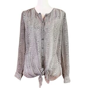 DKNYC Tie-Front Easy Care Blouse women’s size small